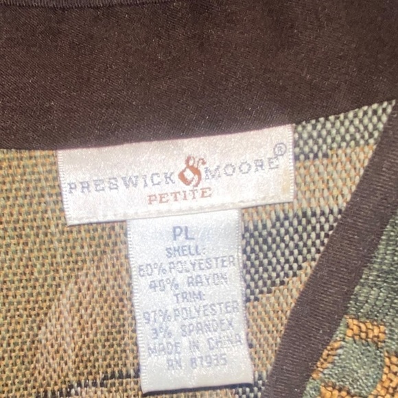 Preswick & Moore Shades of Green Full Zip Front Jacket Blazer Petite L - Picture 6 of 9